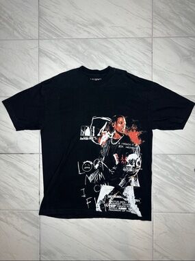 Travis Scott Black Graphic Crewneck T-Shirt - Unbranded
